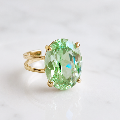 Mint green oval crystal cocktail ring
