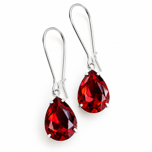 Siam Red Swarovski® Crystal Teardrop Earrings – Ruby Red Drop Earrings