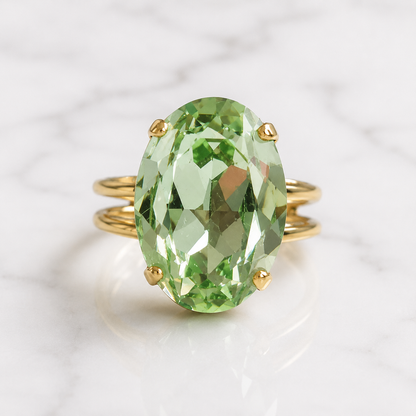 Mint green oval crystal cocktail ring