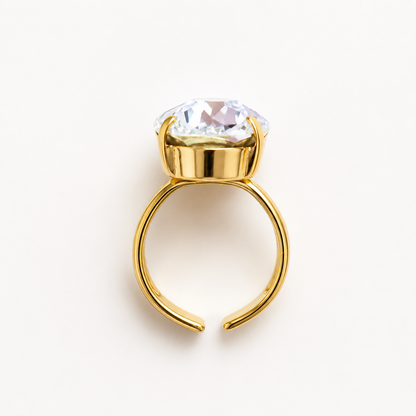 Moonlight Swarovski® Crystal Oval Statement Ring – Adjustable Cocktail Ring