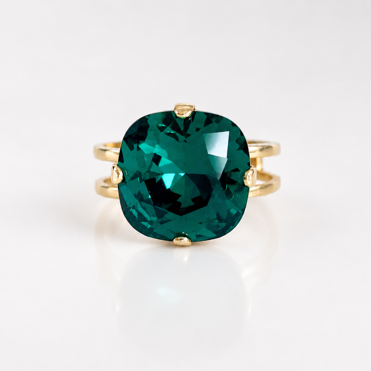 Bague cristal vert émeraude