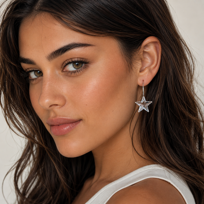 Boucles d'oreilles créoles étoiles transparentes