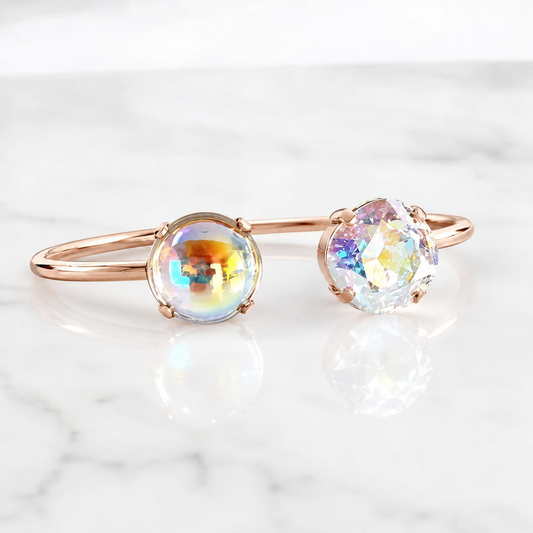 Clear ab rose gold open cuff bracelet