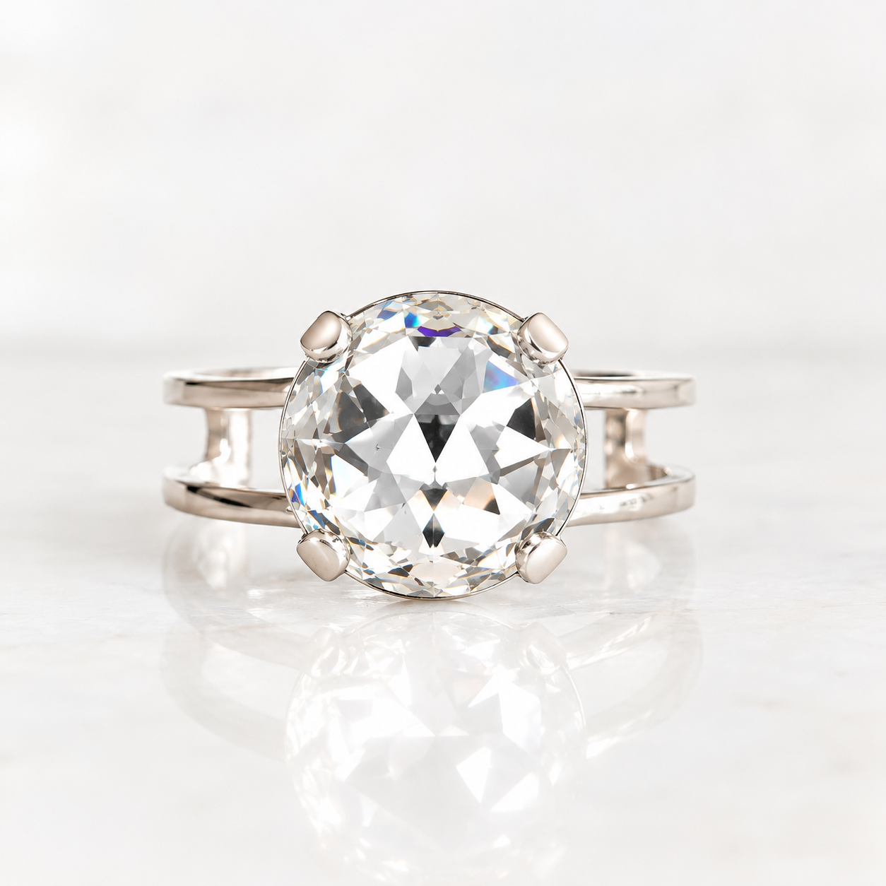 Clear Swarovski® Crystal Rose Cut Ring – Adjustable Statement Ring