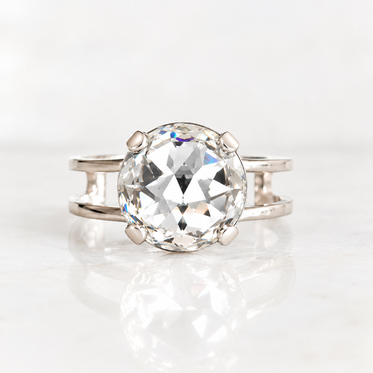 Clear Swarovski® Crystal Rose Cut Ring – Adjustable Statement Ring