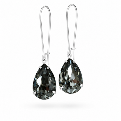 Pendientes colgantes de cristal con diamantes negros