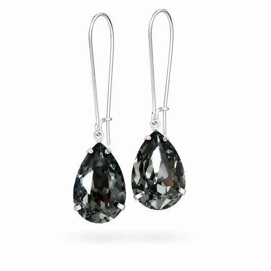 Black Diamond Crystal Drop Earrings