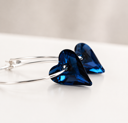 Boucles d'oreilles coeur bleu marine