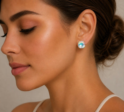 Boucles d'oreilles clous cristal ab 10mm