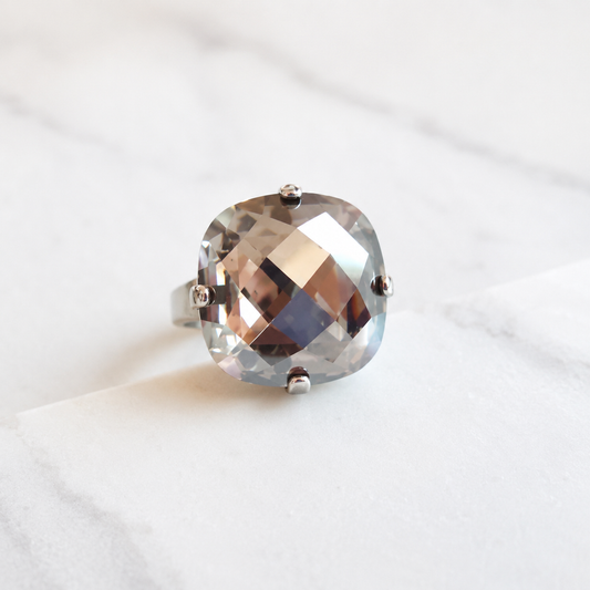 Large crystal cocktail ring