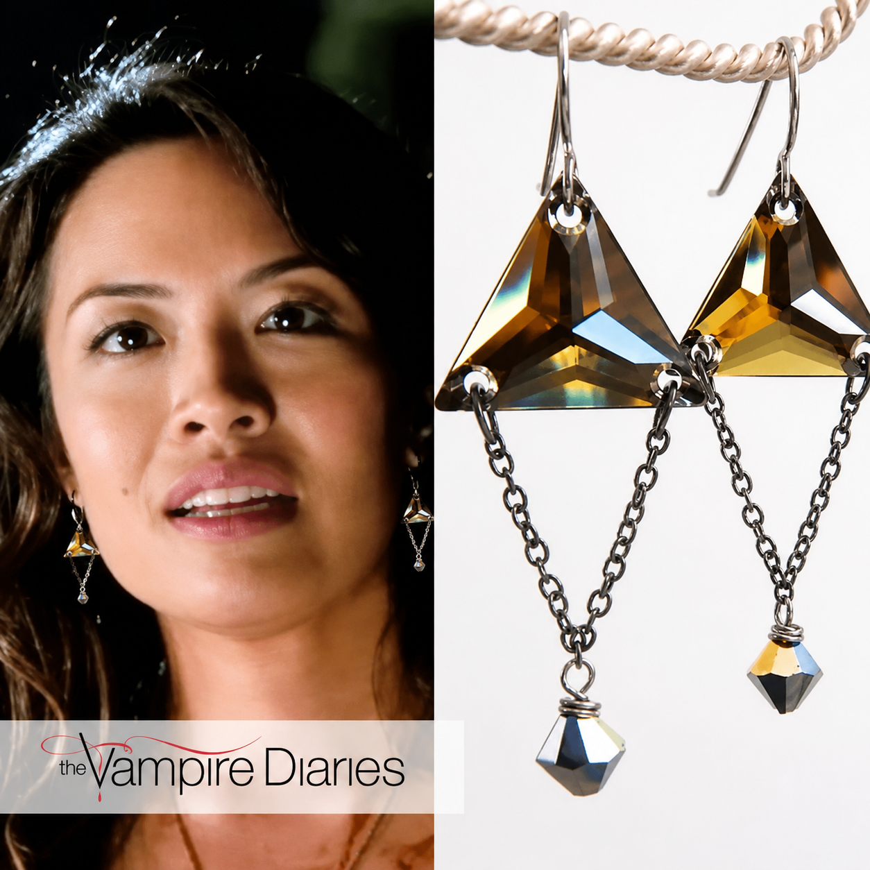 Les boucles d'oreilles triangle vues dans The Vampire Diaries
