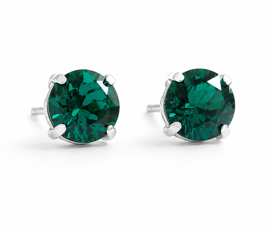 Emerald earrings round posts