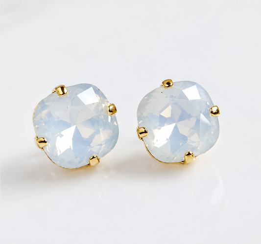 White opal and rose gold earrings