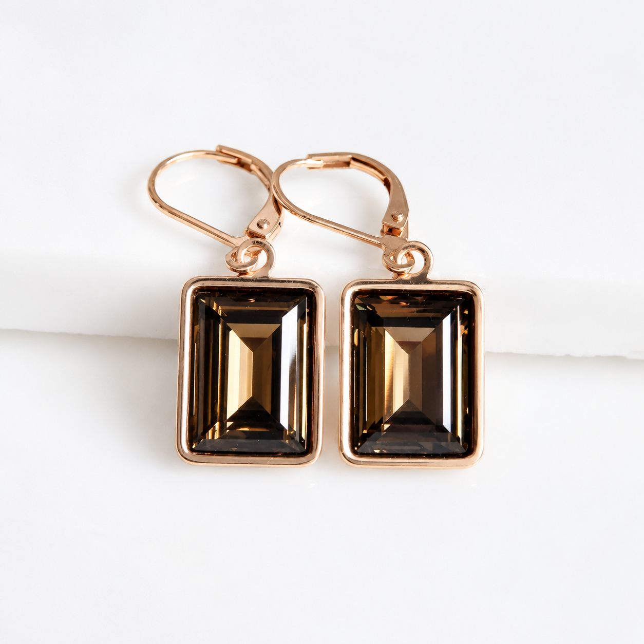 Boucles d'oreilles en cristal de quartz fumé