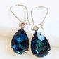 Navy blue crystal drop earrings