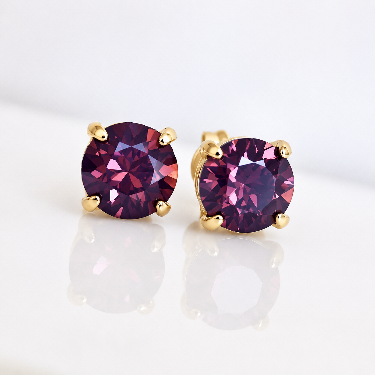 Lavender Opal Swarovski® Crystal Stud Earrings – 7mm Round Earrings