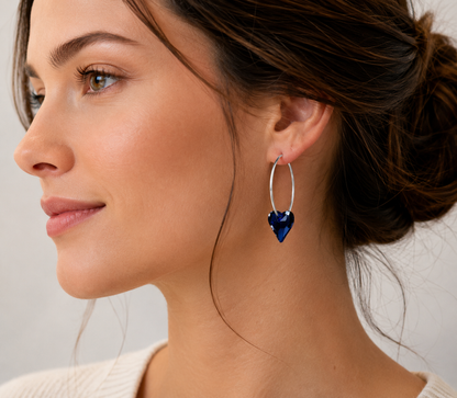 Boucles d'oreilles coeur bleu marine