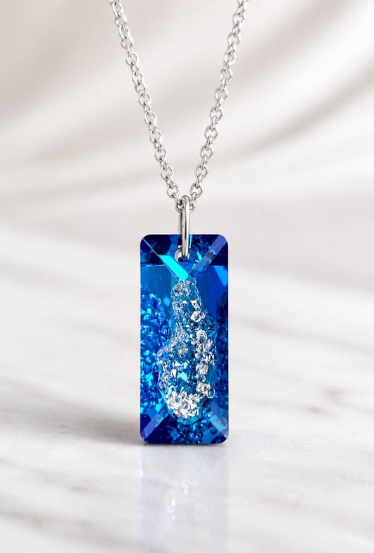 Geode-Style Swarovski Crystal Pendant in Bermuda Blue