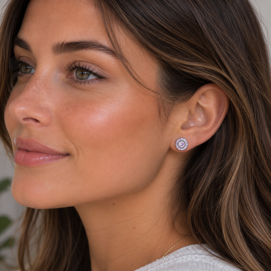 Lavender crystal stud earrings