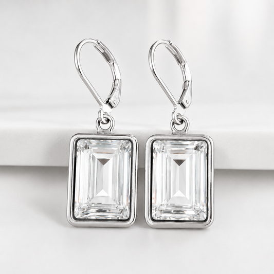 Pendientes talla esmeralda de cristal transparente