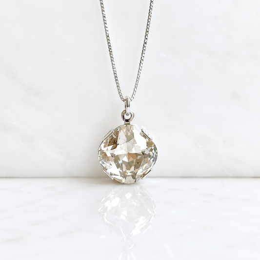 Silver Shade Square Crystal Necklace
