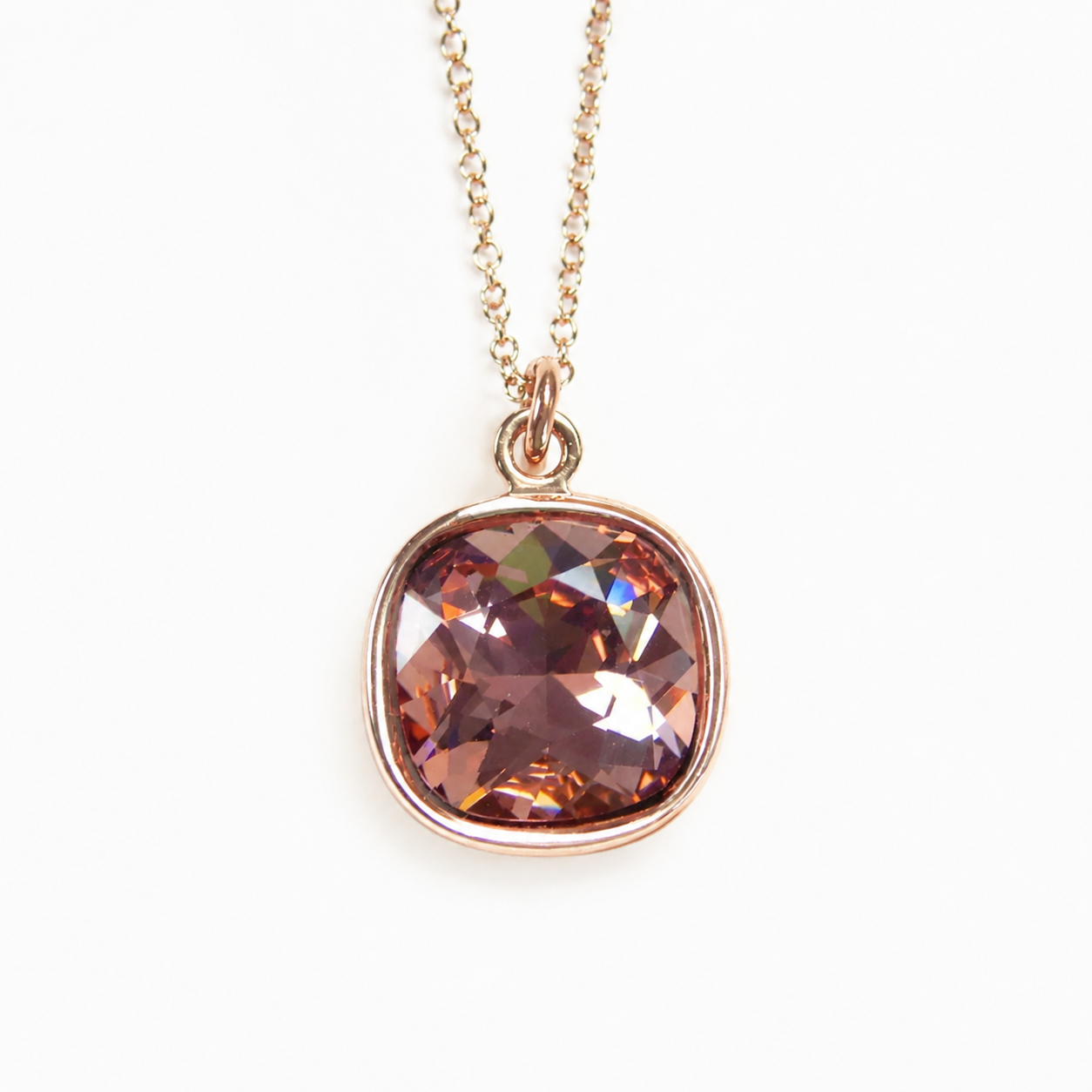 Blush crystal and rose gold necklace