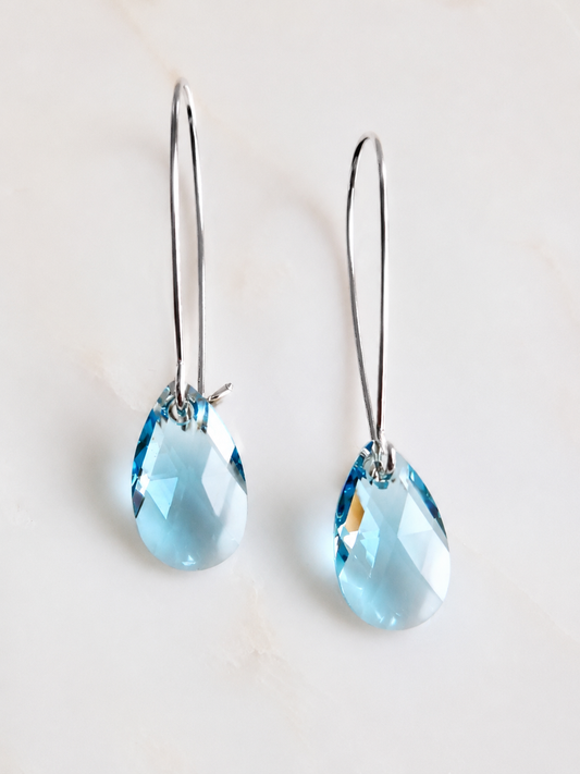 Pendientes largos cristal aguamarina