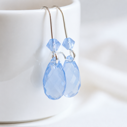 Sky Blue Opal Crystal Teardrop Earrings