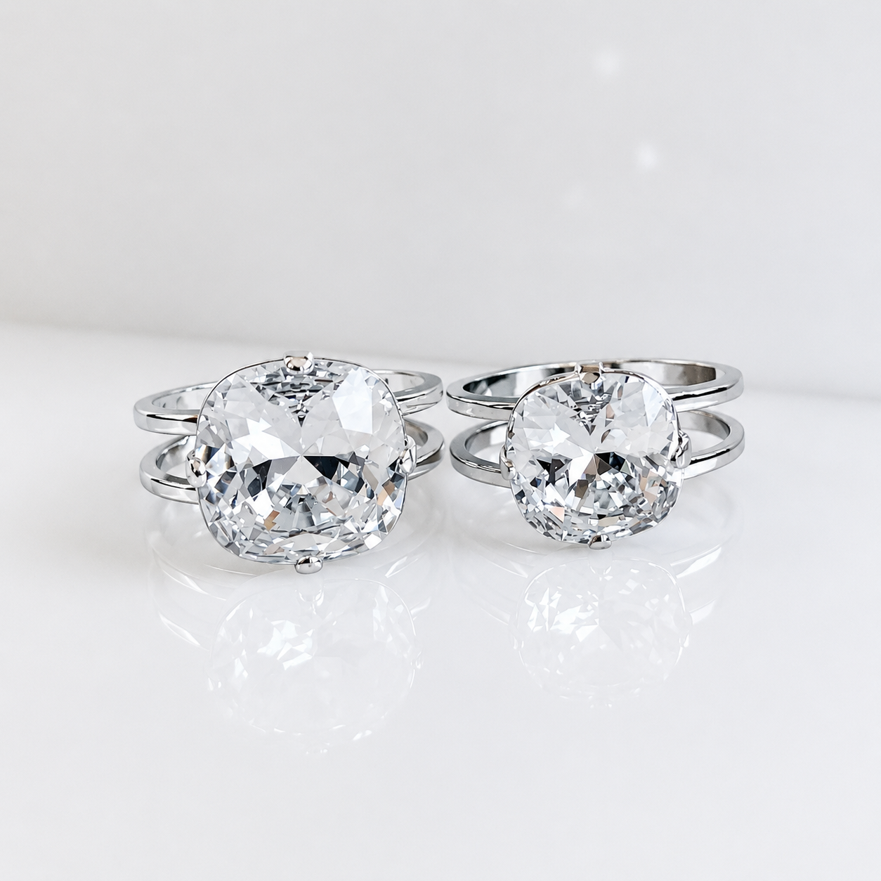 Clear Crystal Cushion Cut Ring - Square Swarovski Crystal Ring - Elegant Clear Ring