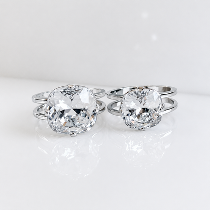 Clear Crystal Cushion Cut Ring - Square Swarovski Crystal Ring - Elegant Clear Ring