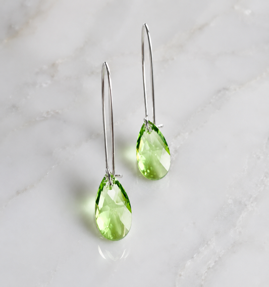 Pendientes largos de cristal de peridoto