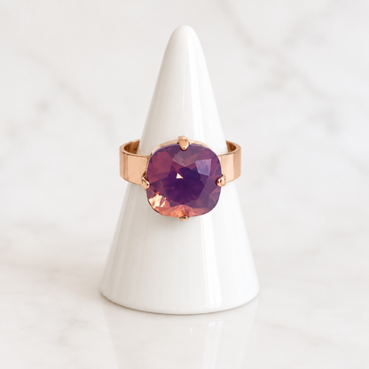 Lavender Opal Statement Ring – 12mm | 24K Rose Gold Plated | Wide Band