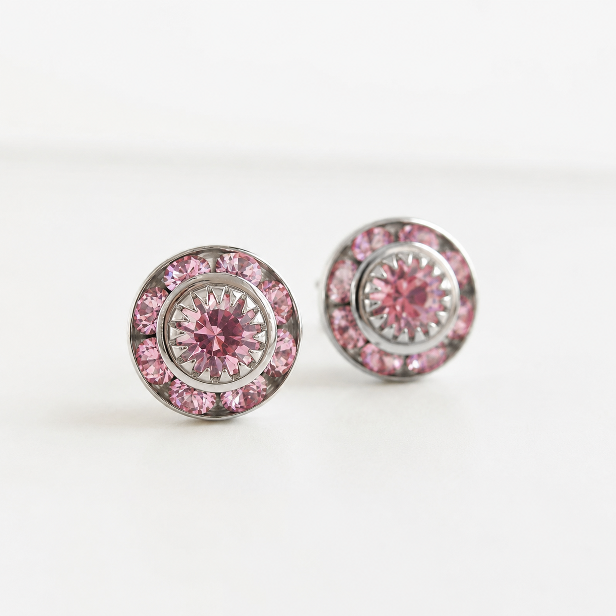 Pendientes de cristal rosa claro