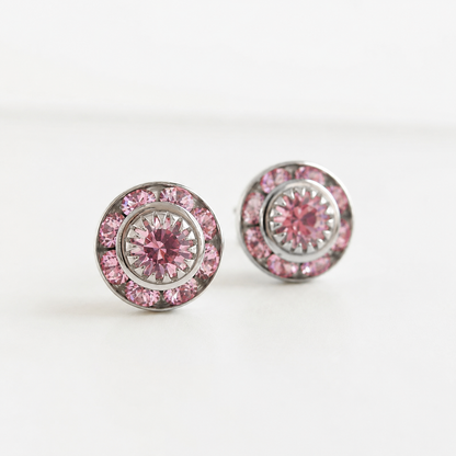 Pendientes de cristal rosa claro