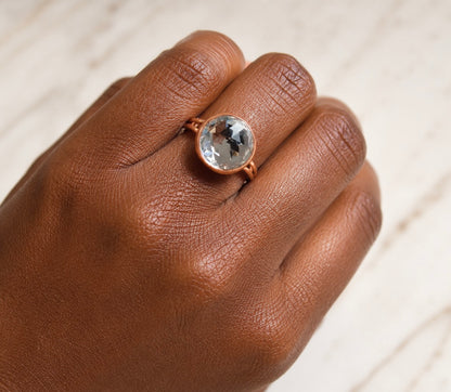 Bague cristal clair sur or rose