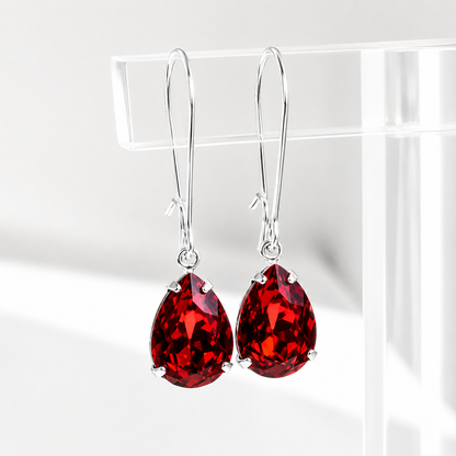 Siam Red Swarovski® Crystal Teardrop Earrings – Ruby Red Drop Earrings