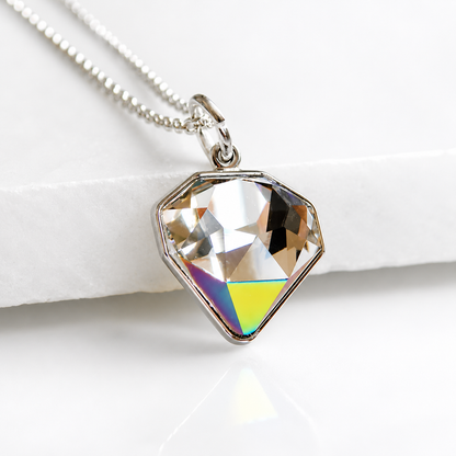 Collier en cristal bling avec revêtement arc-en-ciel