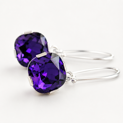 Royal Purple Crystal Dangle Earrings