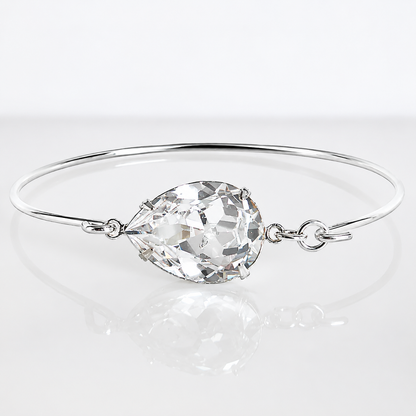 Pulsera tipo esclava con forma de lágrima de cristal transparente
