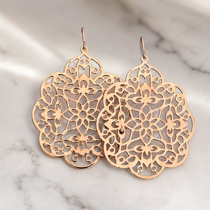 Rose gold filigree earrings