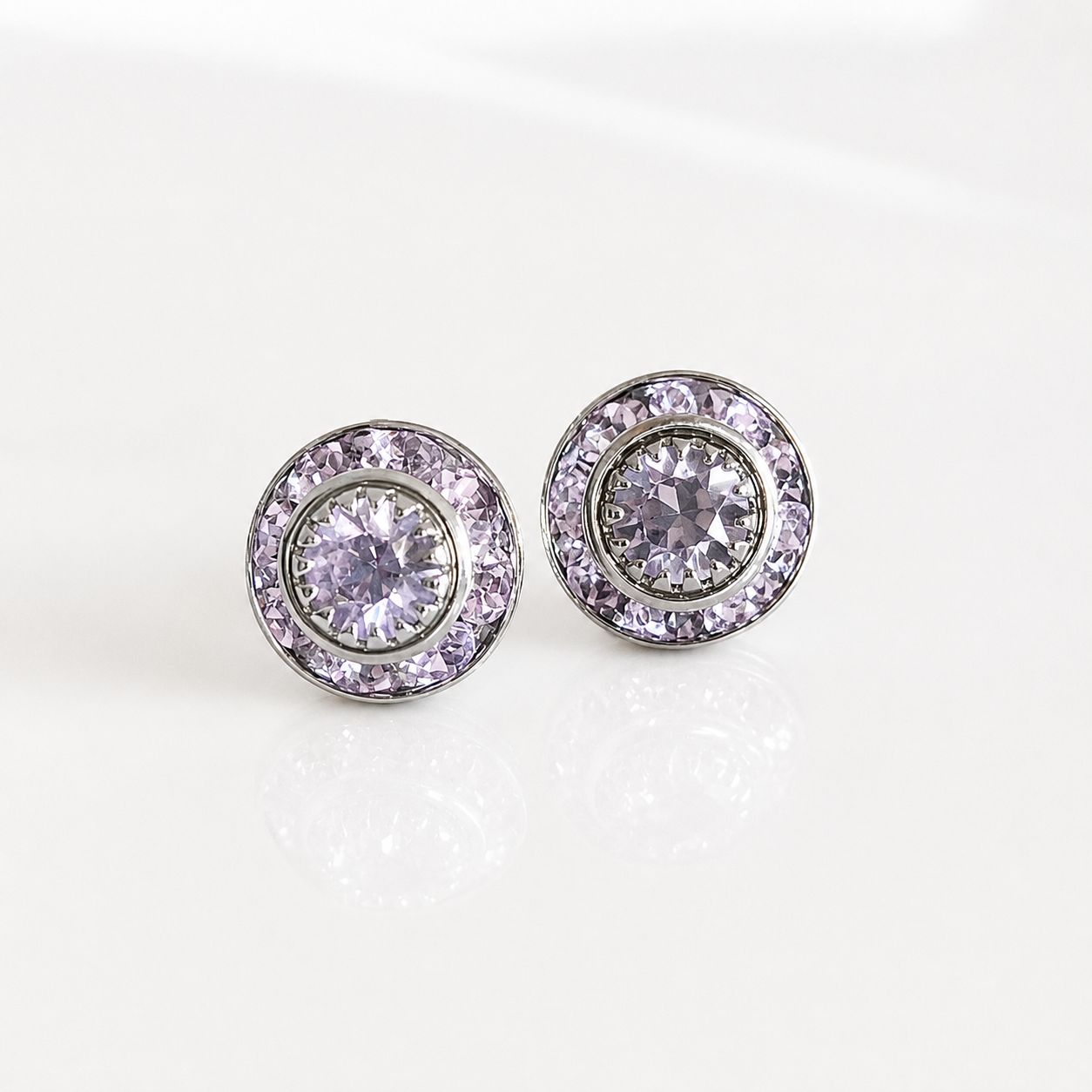Lavender crystal stud earrings