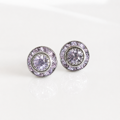 Lavender crystal stud earrings