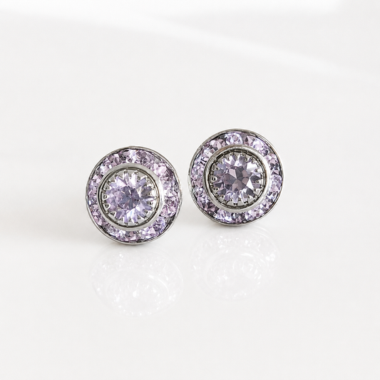 Lavender crystal stud earrings