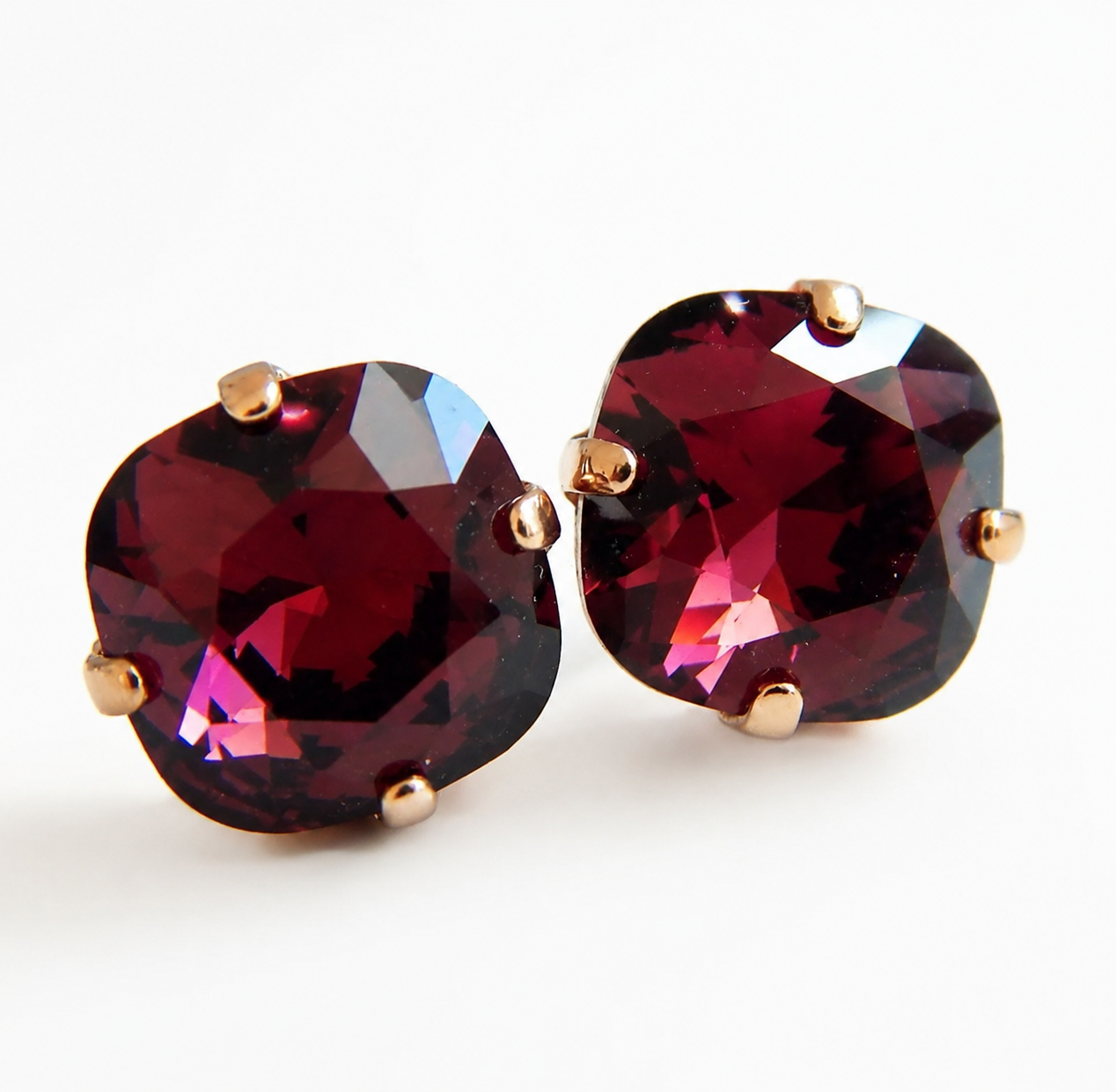 Pendientes de cristal burdeos