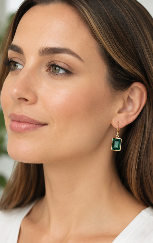 Pendientes de cristal verde erinita