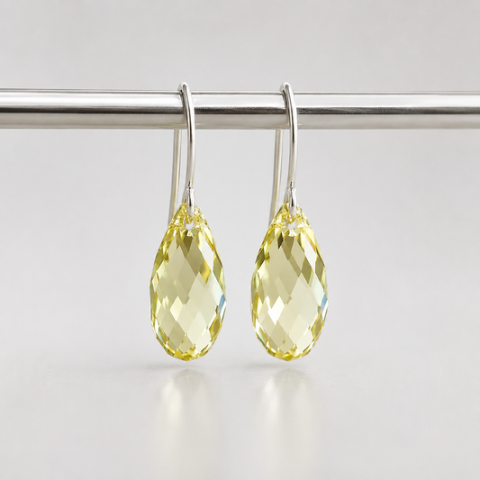 Pendientes lágrima de cristal amarillo