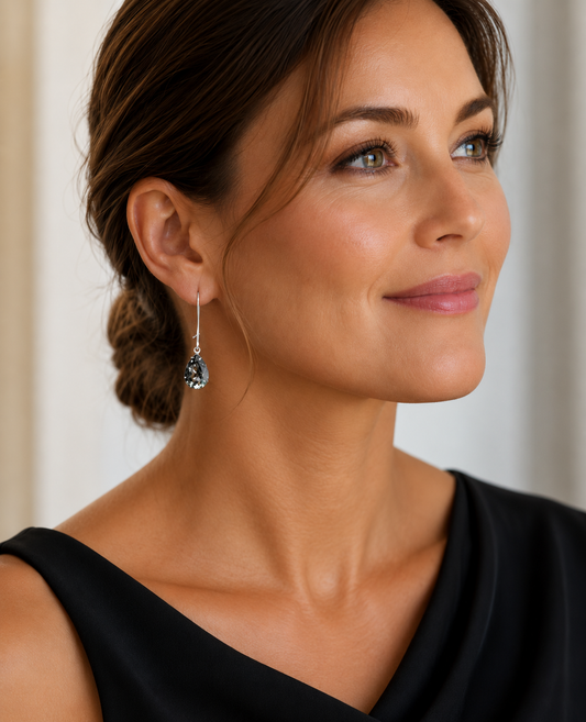 Black Diamond Crystal Drop Earrings