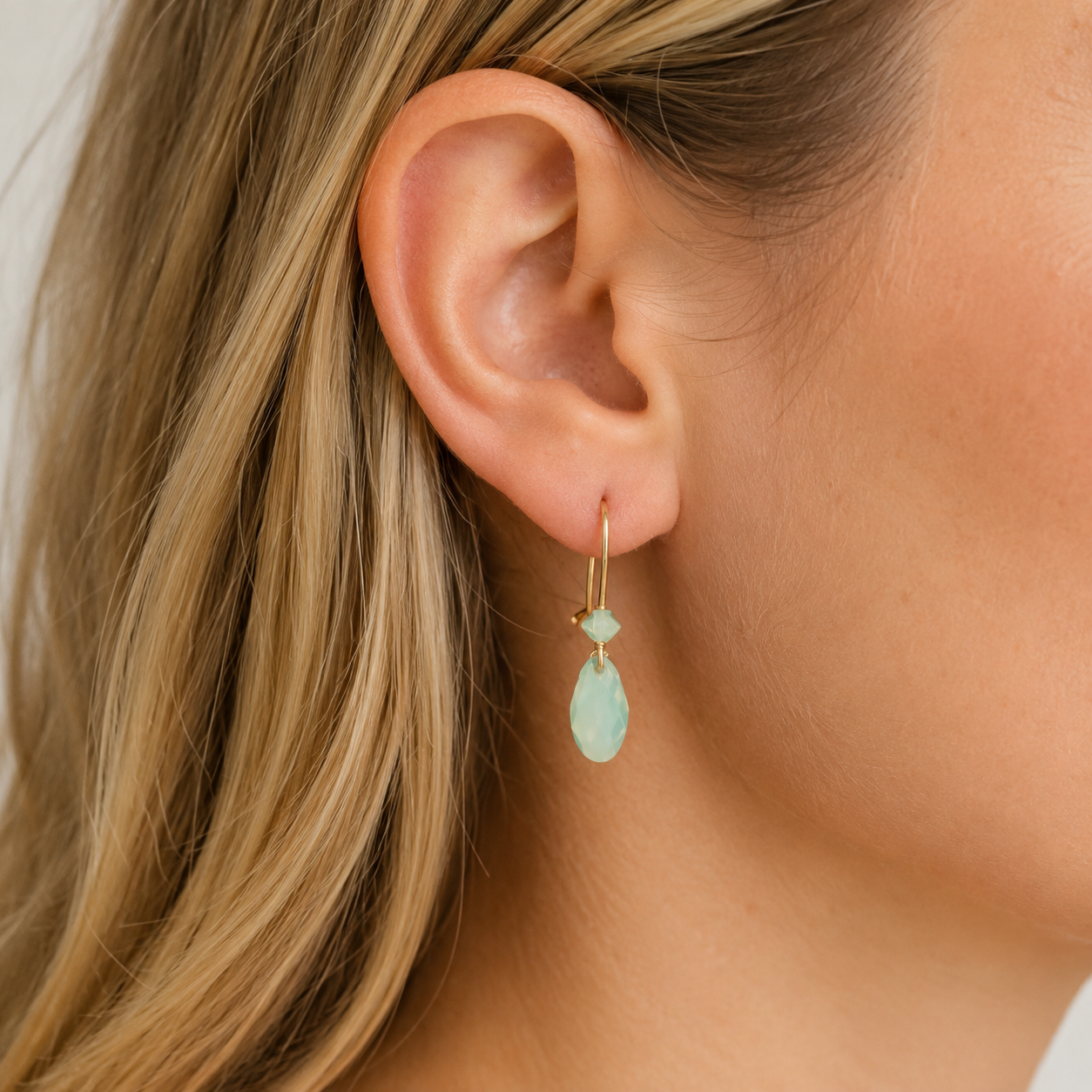 Mint Green Opal Swarovski® Crystal Teardrop Earrings – Chrysolite Opal Gold Dangle Earrings