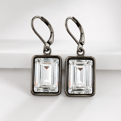 Boucles d'oreilles en cristal clair taille émeraude