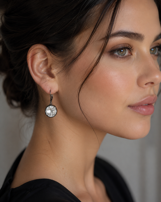 Rivoli Crystal Gunmetal Earrings